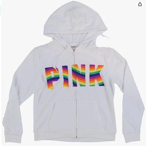VS Pink Rainbow Pride Full Zip Hoodie - Large NWT
